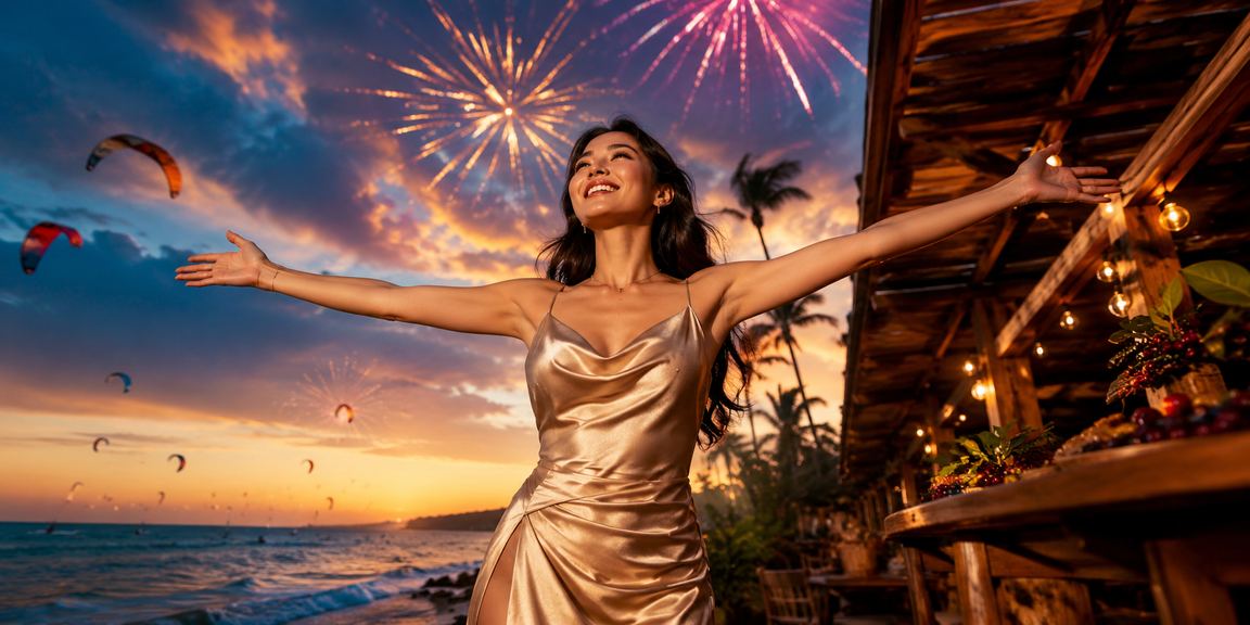 Khung cảnh Mũi Né với người chơi xem thông tin cashback và bonus trên điện thoại